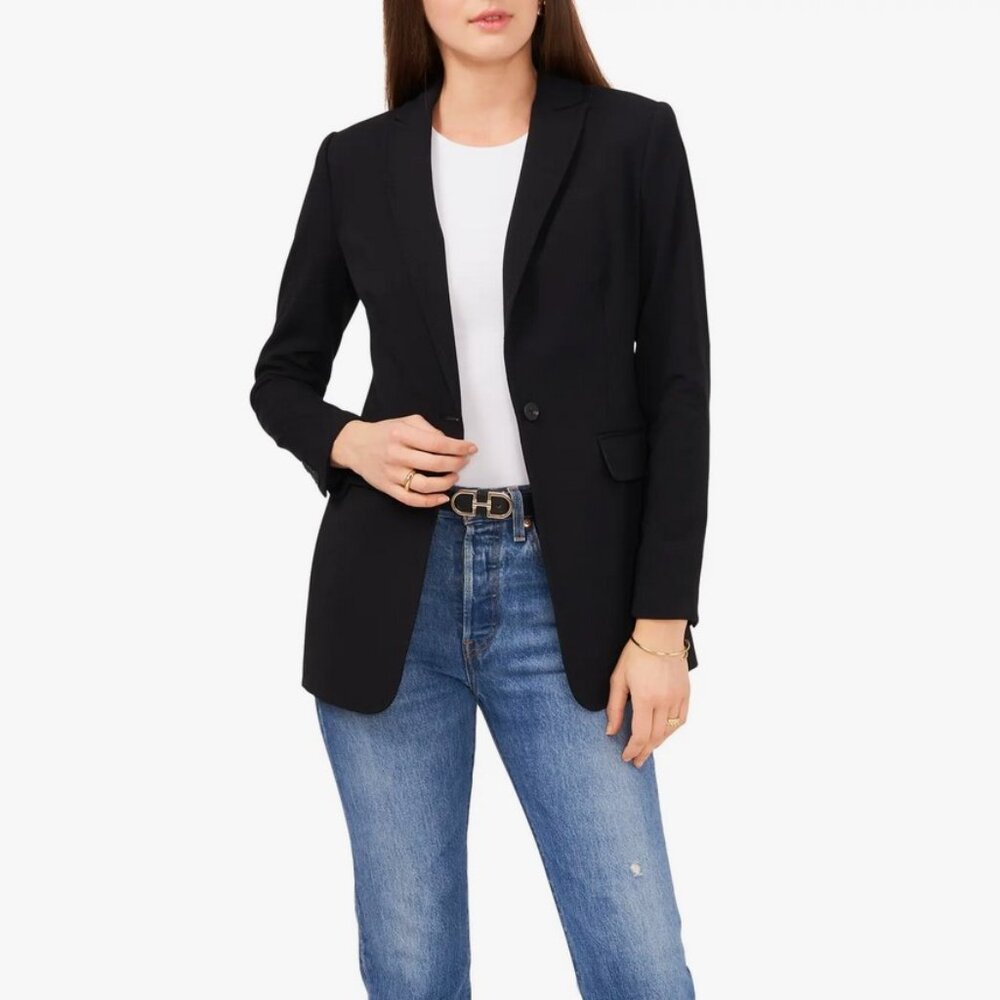 Vince Camuto Ladies Fully Lined Padded Shoulder Split Blazer Size XS Black